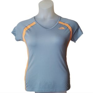 The North Face Reactor V-Neck Shirt Small S Heather Grey Neon Peach Vapo…